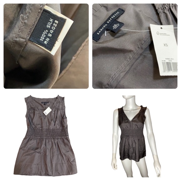 NWT Banana Republic 100% Silk Grey tank top camisole XS - Picture 2 of 4